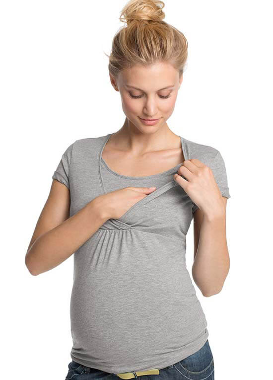 Short Sleeve Maternity Nursing Top In Grey By Esprit