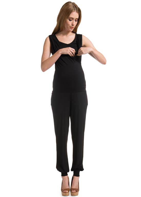 Ina Black Maternity/Nursing Jumpsuit by Noppies