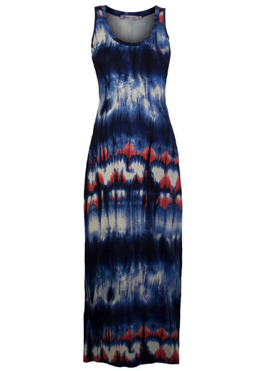 Blue Tie Dye Print Maternity Maxi Dress by Queen mum