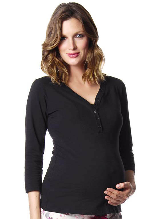 Harmony Black 3/4 Sleeve Maternity Nursing Top by HOTmilk