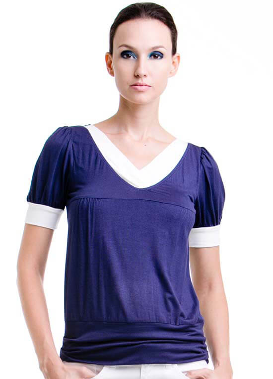 Slate Short Sleeve Nursing Top in Navy by Dote Nursingwear