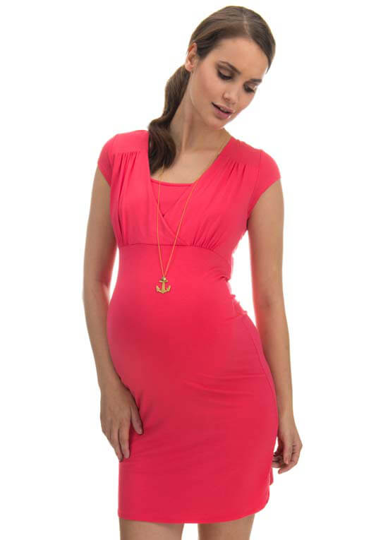 Queen Bee Ramira Coral Red Maternity Nursing Dress by Noppies