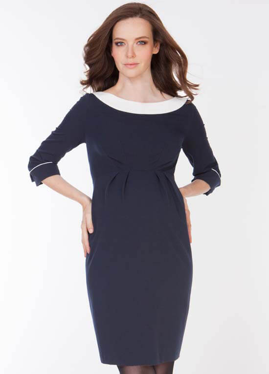 Navy Blue Boat Neck Maternity Dress by Seraphine