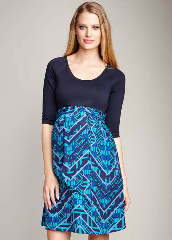 Turquoise Print Maternity Dress by Maternal America