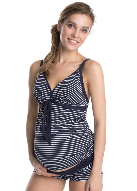 Queen Bee Saqua Koka Blue Striped Maternity Swimsuit by Esprit