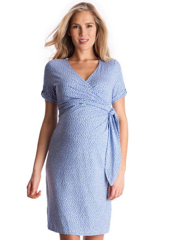 Renata Baby Blue Polkadot Maternity Dress by Seraphine