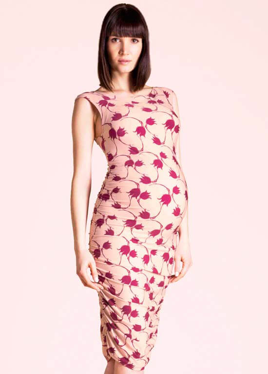 Queen Bee Whimsy Rose Print Wiggle Maternity Dress by Leota 