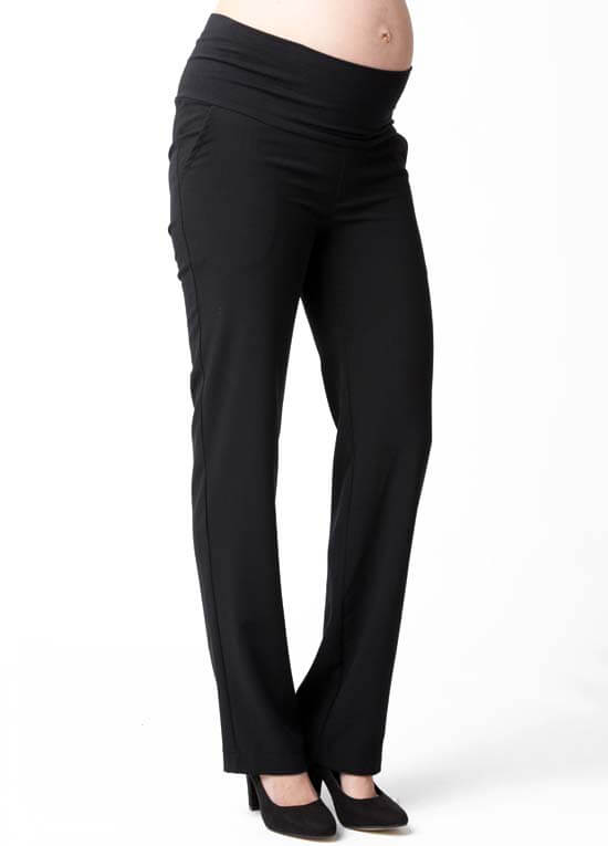 Black Straight Leg Pocket Maternity Office Pants by Ripe