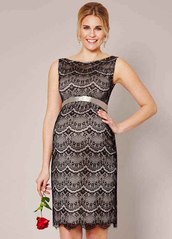 Audrey Black Lace Maternity Cocktail Dress by Tiffany Rose