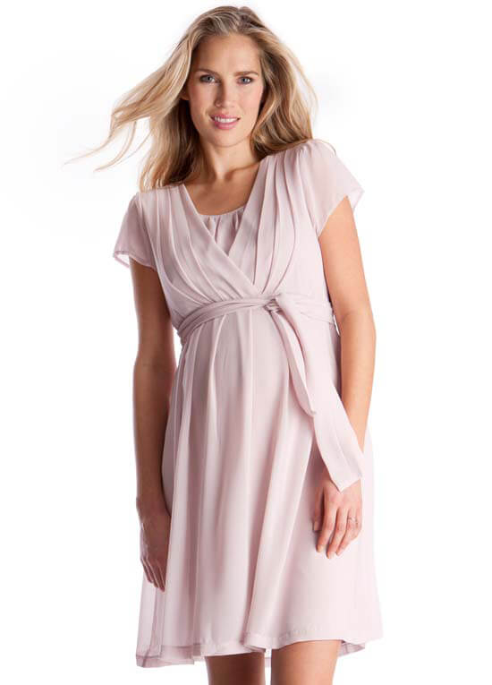 Chiffon Maternity Nursing Dress in Blush Pink by Seraphine