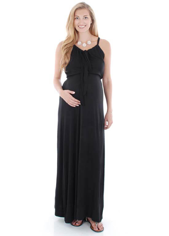 Harmony Maternity Maxi Dress in Black by Everly Grey