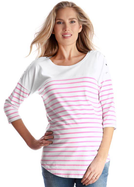 Pink Striped Cotton Maternity Nursing Top by Seraphine