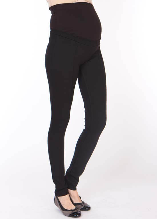 Black Over Bump Ponte Maternity Trousers by Seraphine