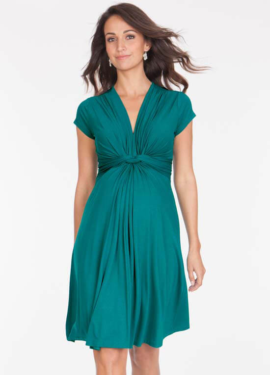 Queen Bee Peacock Green Knot Front Maternity Dress by Seraphine