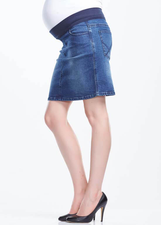 Vintage Blue Wash Maternity Denim Skirt by Soon Maternity