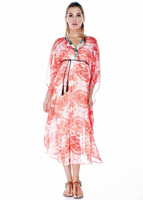 Maya Maternity Kaftan in Orange Print by Imanimo