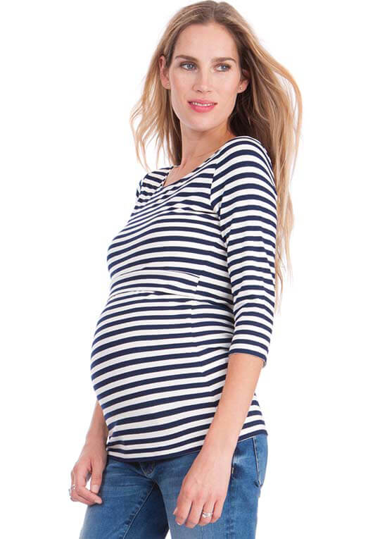 Bamboo Maternity Nursing Top in Navy Stripes by Seraphine