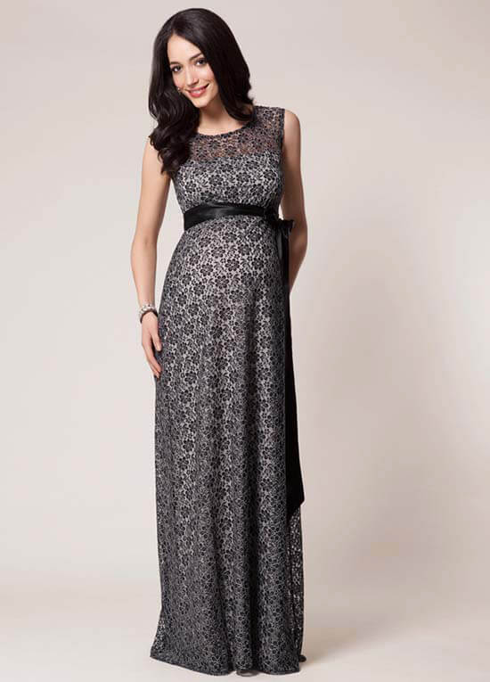 Daisy Black/Silver Lace Maternity Evening Gown by Tiffany Rose
