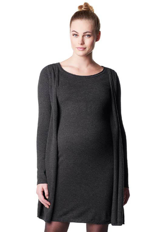 Haeli Grey Knit Maternity Dress w Attached Cardigan by Noppies