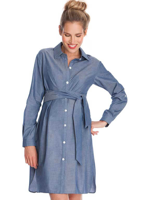 Abalina Chambray Maternity Shirt Dress by Seraphine