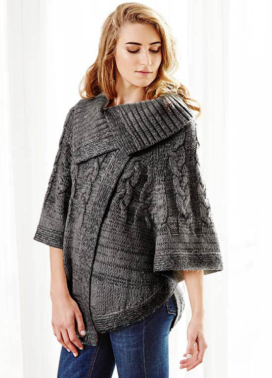 Delilah Cable Knit Maternity Poncho in Charcoal by Deshabille