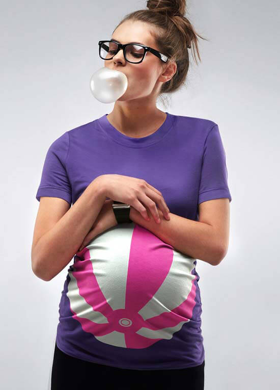 Purple Beach Ball Maternity Tshirt by Mamagama