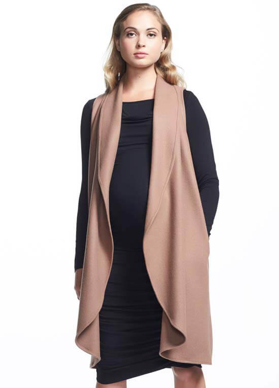 Frost Wool Long Maternity Vest in Camel by Soon Maternity