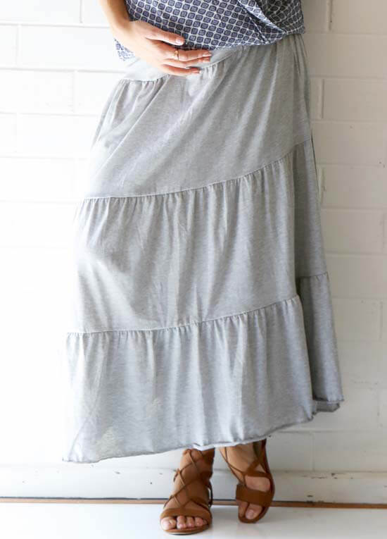 Grey tiered hotsell maxi skirt