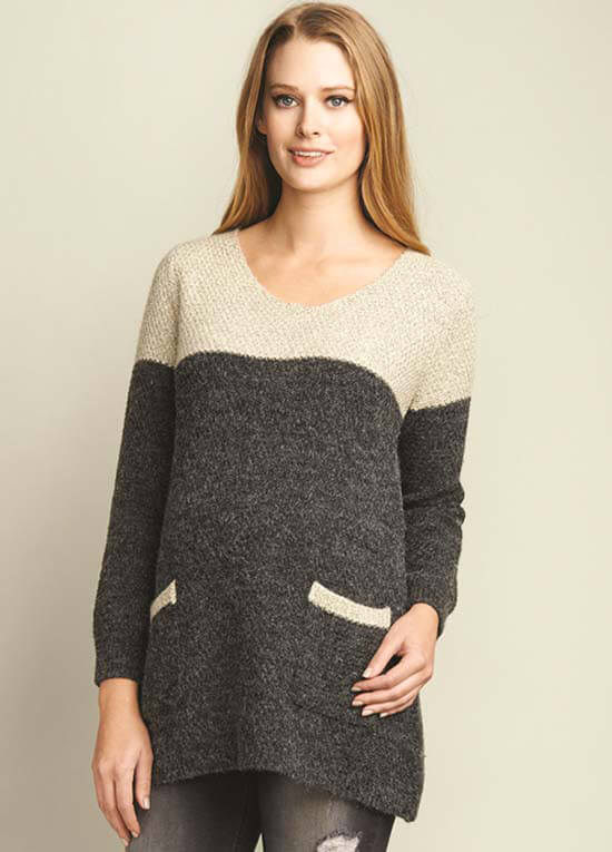Contrast Yoke Maternity Knit Sweater by Maternal America