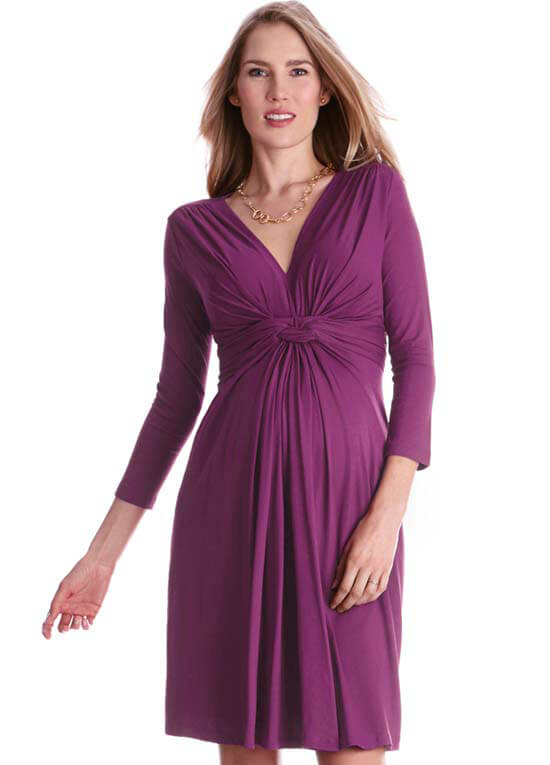 Orchid 3/4 Sleeve Knot Front Maternity Dress by Seraphine