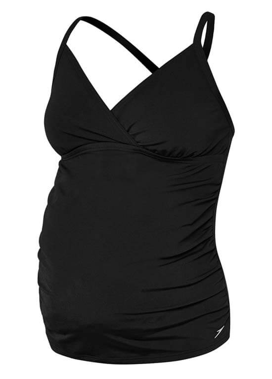 Black Ruched Maternity Tankini Top by Speedo