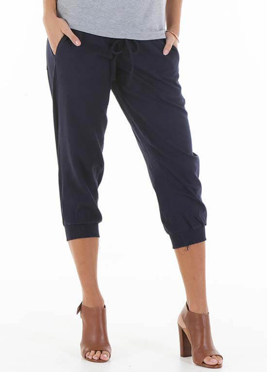 Zackary Navy Maternity Linen Pants by Trimester Clothing