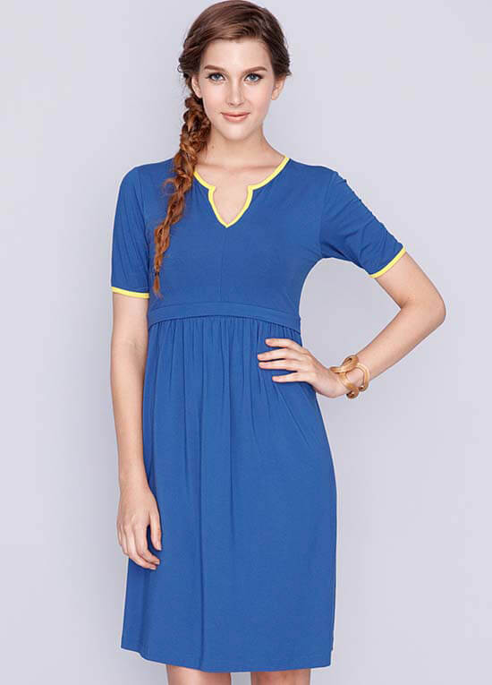 Linda Bamboo Maternity Nursing Dress in Blue by Dote