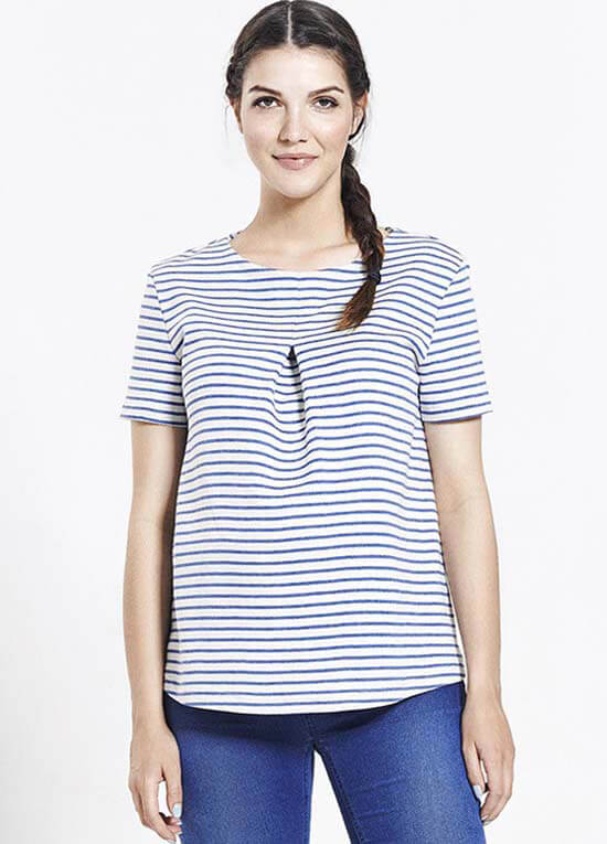 Striped Blue/White Maternity Blouse by Paula Janz