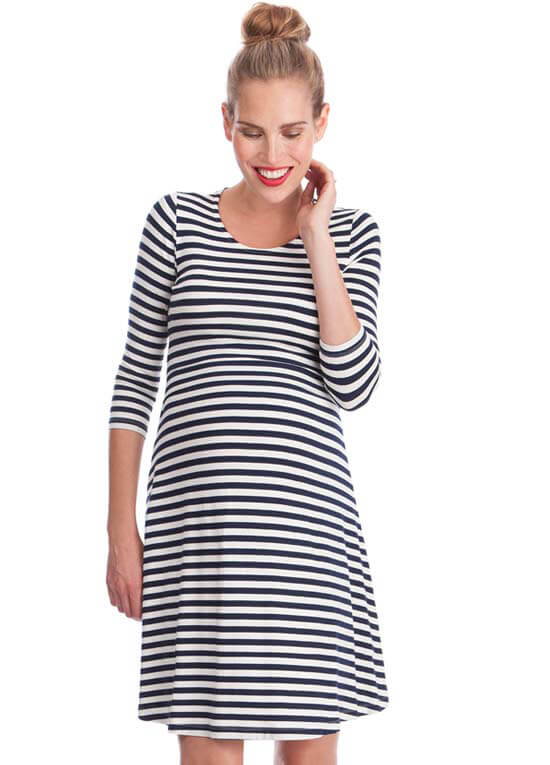 Nadia Striped Bamboo Maternity Nursing Dress by Seraphine