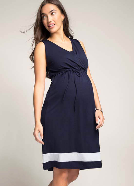 Camellia Maternity Nursing Dress in Navy by Esprit