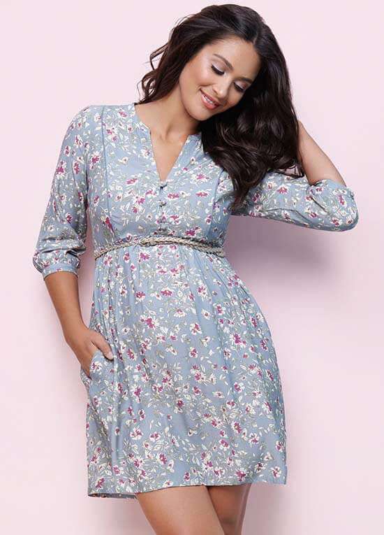 India Boho Maternity Dress in Blue Floral by Seraphine