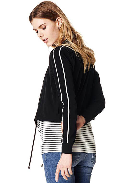 Queen Bee Pleun Twin Stripe Cropped Maternity Jacket by Supermom