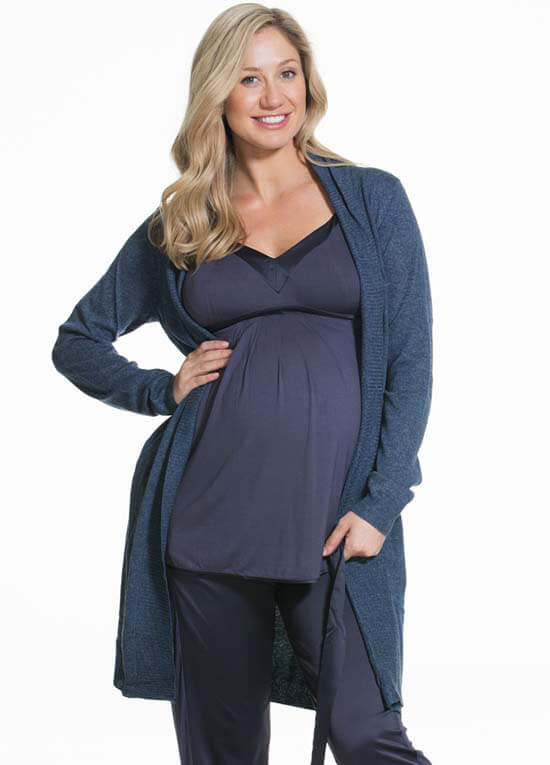 Queen Bee Gateau Maternity Knit Robe in Navy by Cake Lingerie