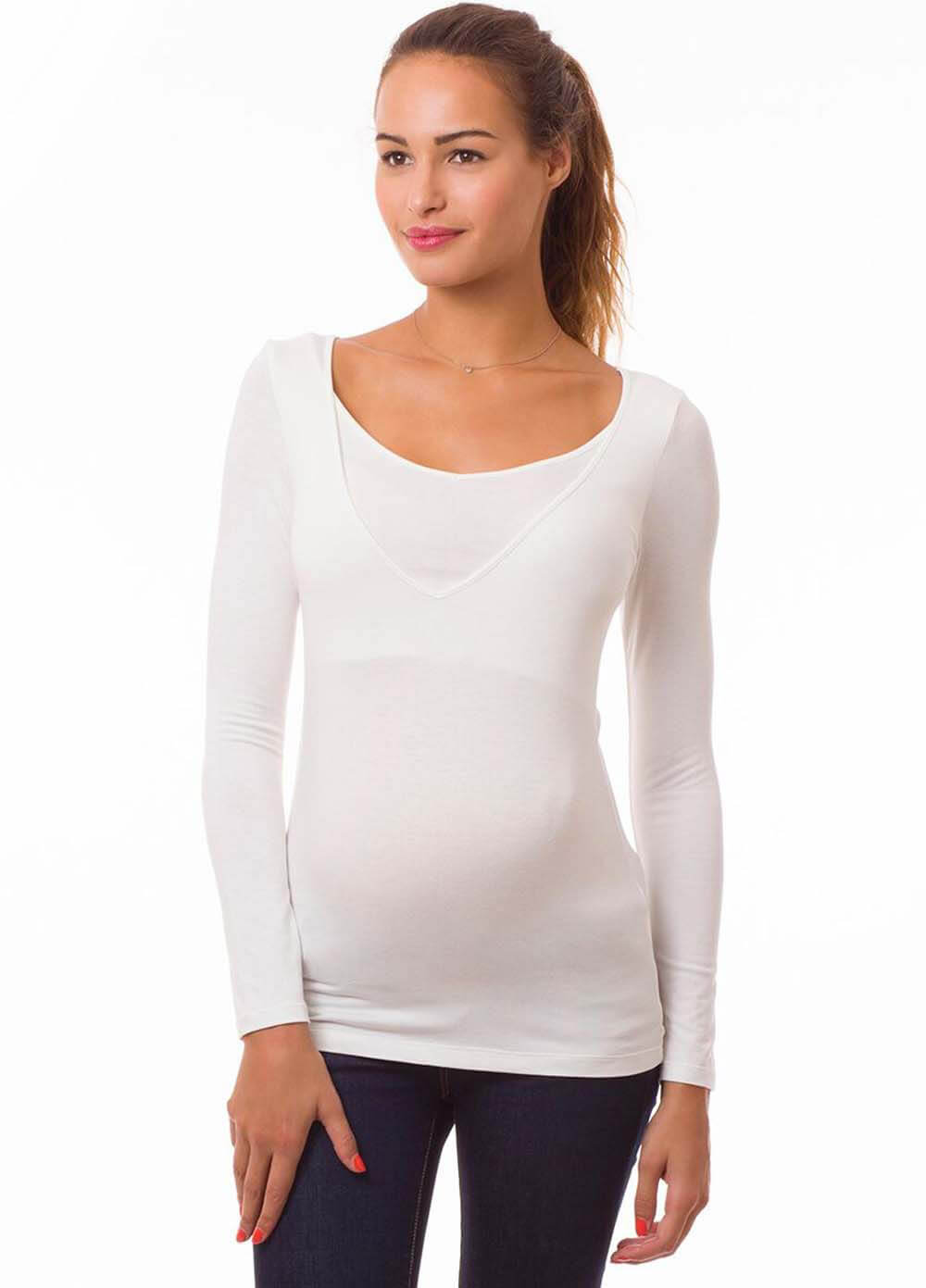 Milkizzy Aurelie Organic Nursing Top in Off White by Pomkin