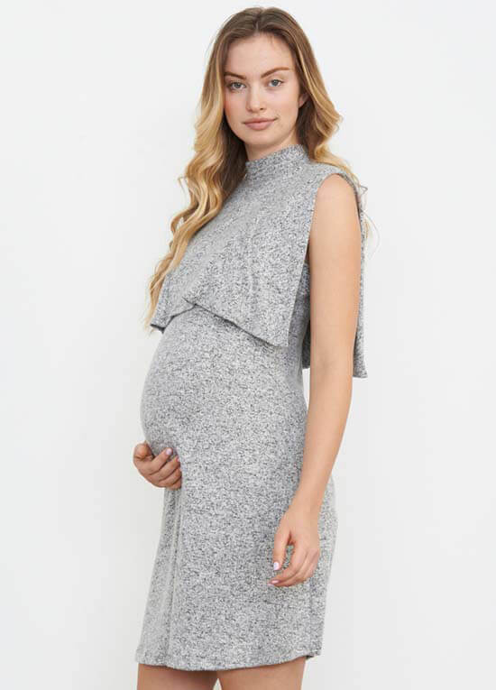 Kimono Maternity Nursing Dress in Grey by Maternal America
