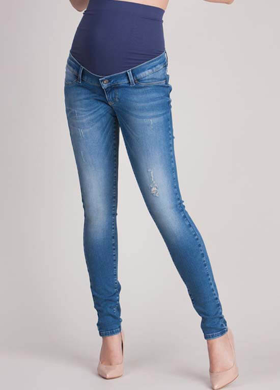 Over Bump Distressed Skinny Maternity Jeans by Seraphine