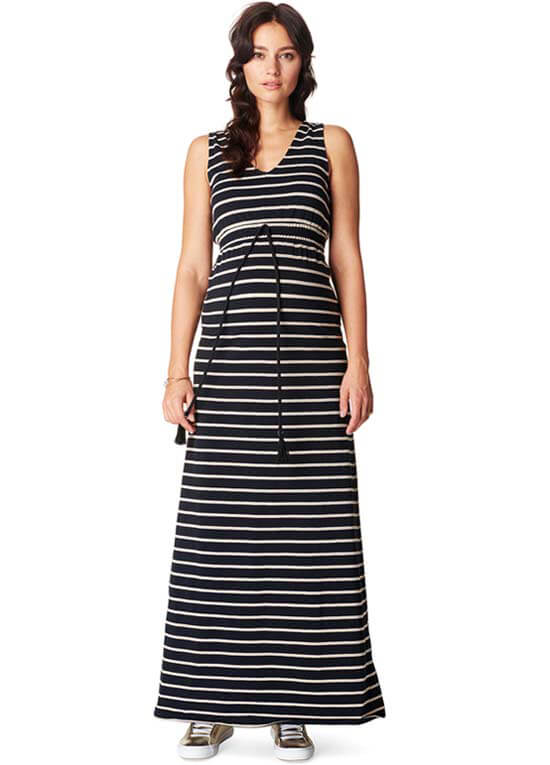 Mila Maternity Maxi Dress in Black Stripes by Noppies