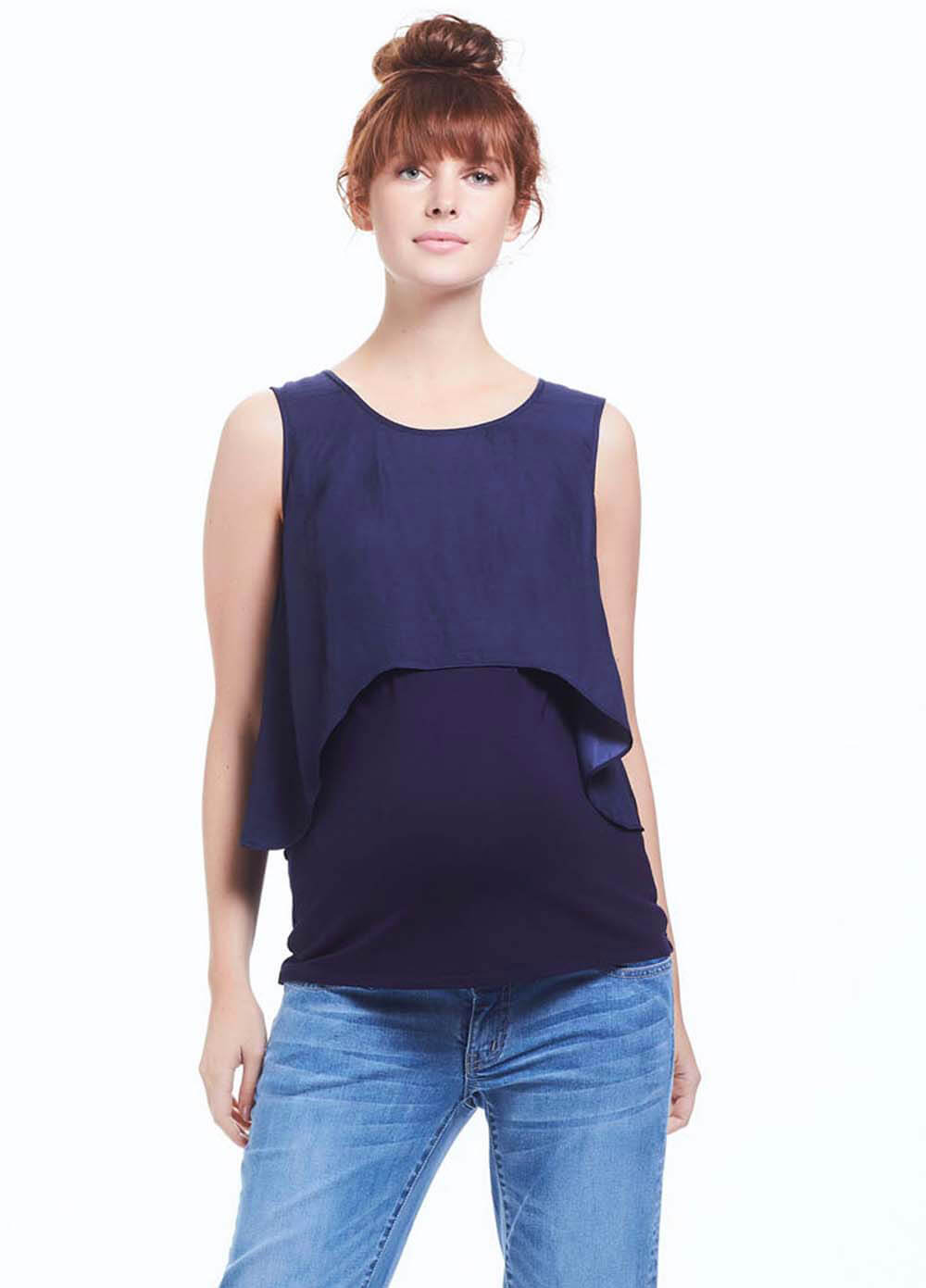 Isabella Maternity & Feeding Top in Navy by Soon Maternity