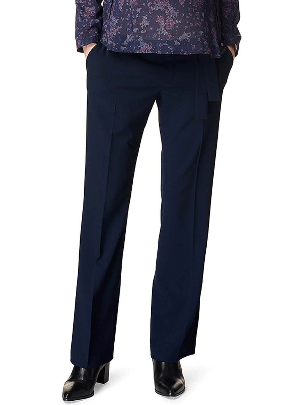 Esprit - Belted Navy Straight Leg Trousers