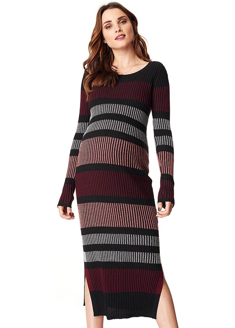 Queen Bee Jara Striped Knit Maternity Maxi Dress by Noppies