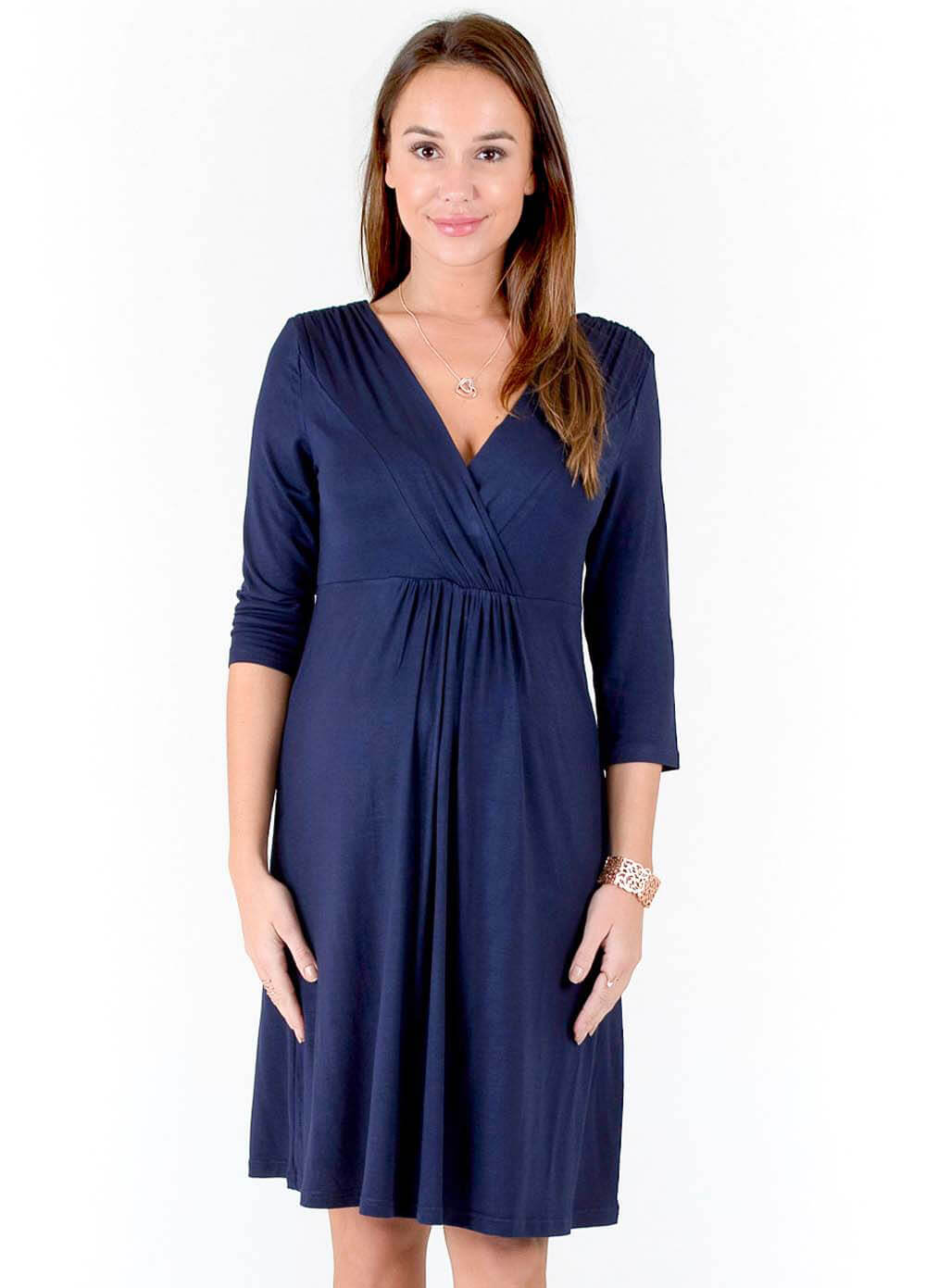 Queen Bee Jacque Maternity Nursing Dress in Blue from Lait & Co