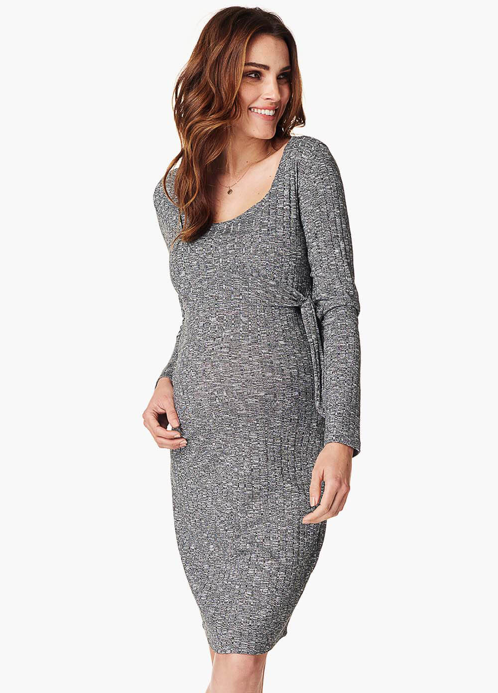 Queen Bee Giulia Knit Maternity Nursing Dress in Grey by Noppies
