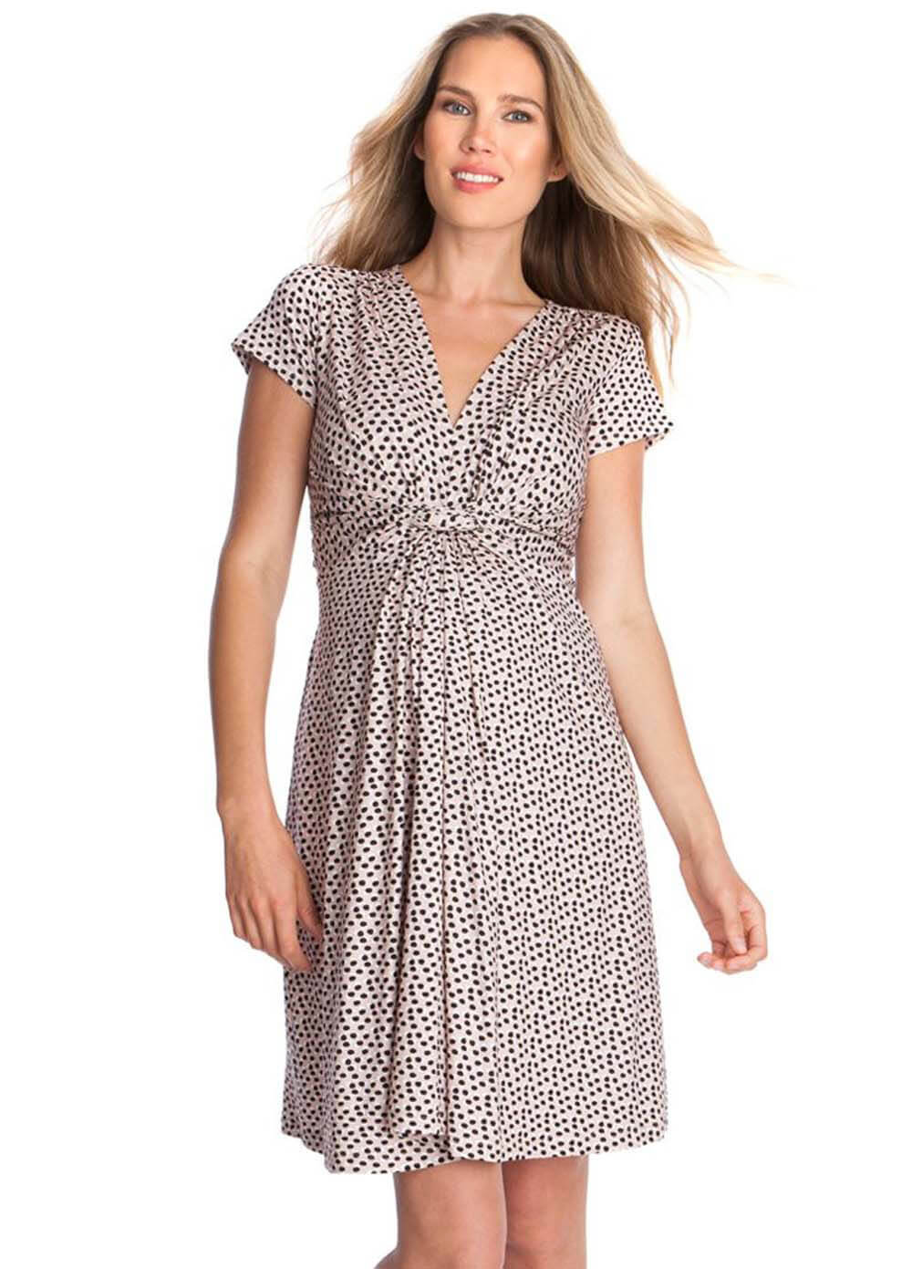 Pink Polkadot Front Knot Maternity Dress by Seraphine