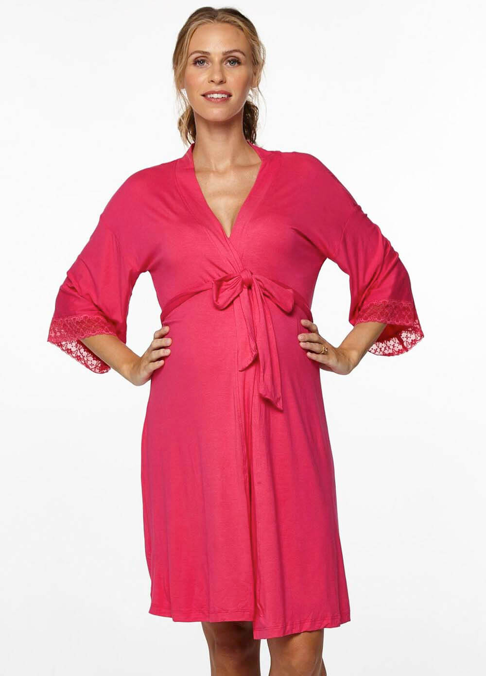 Maternity Rosa Rosa Maternity Robe in Fuchsia by Belabumbum